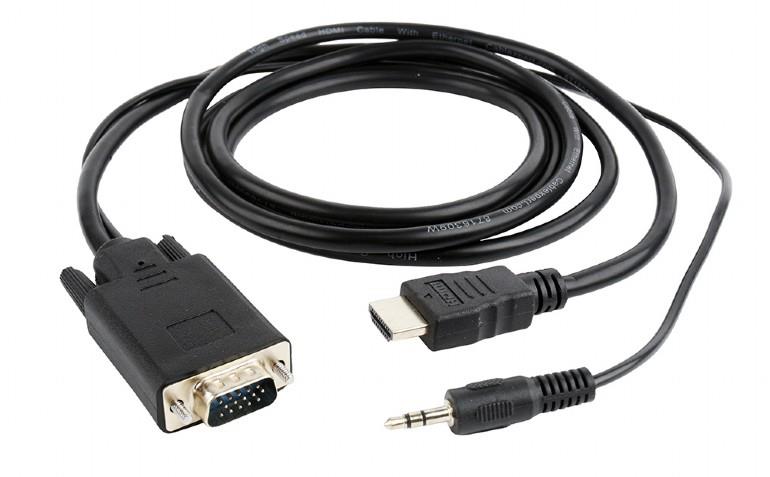 CABLE HDMI TO VGA +3.5MM/1.8M A-HDMI-VGA-03-6 GEMBIRD