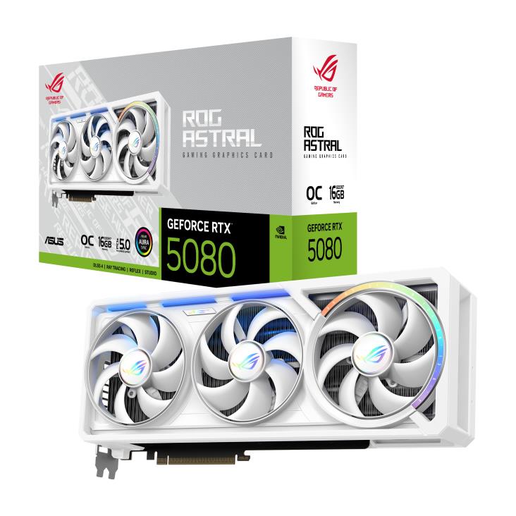 Graphics Card ASUS NVIDIA GeForce RTX 5080 16 GB GDDR7 256 bit PCI Express 5.0 Active ROG-ASTRAL-RTX5080O16G-WH