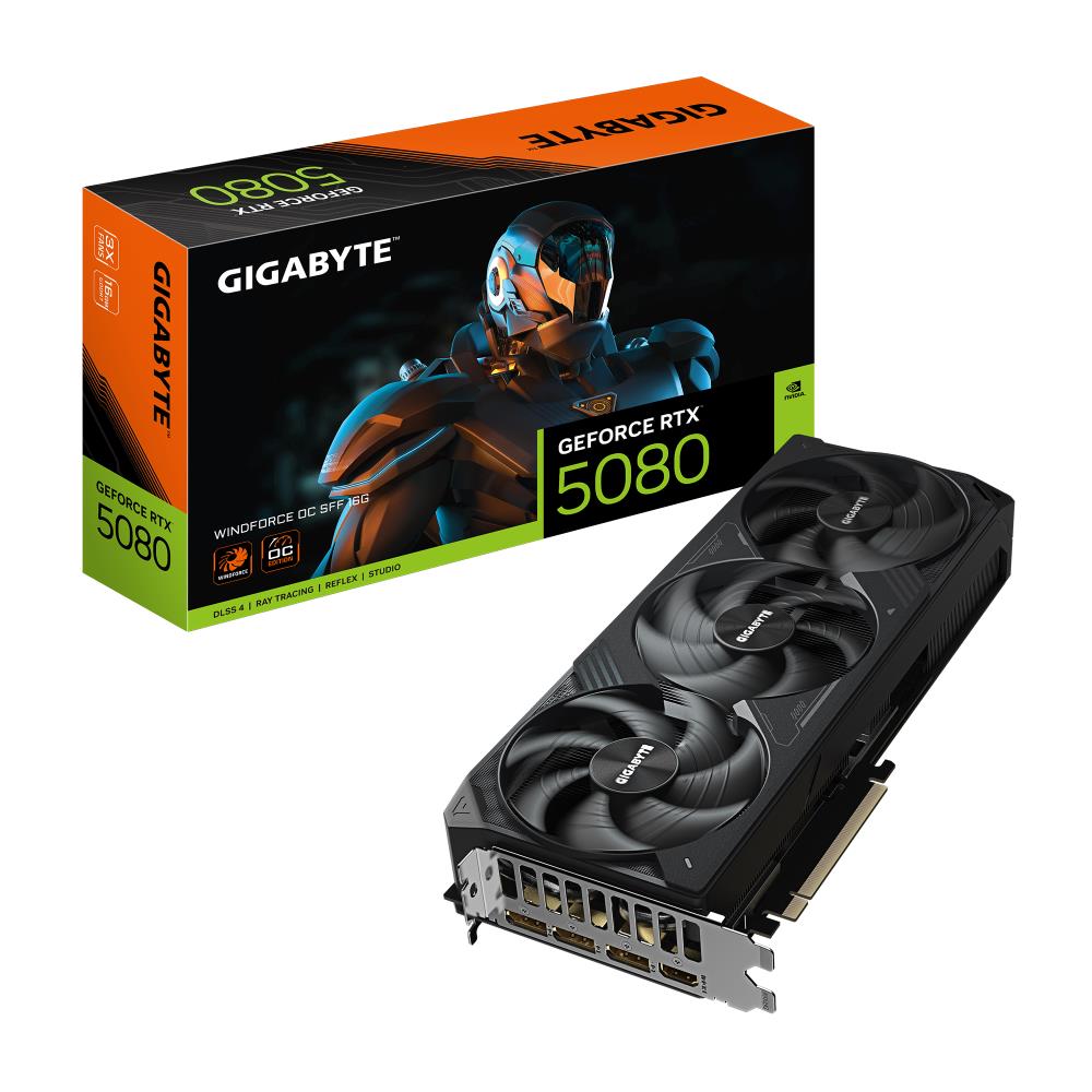 Graphics Card GIGABYTE NVIDIA GeForce RTX 5080 2670 MHz 16 GB GDDR7 256 bit PCI Express x16 5.0 Active GV-N5080WF3OC-16GD1.0