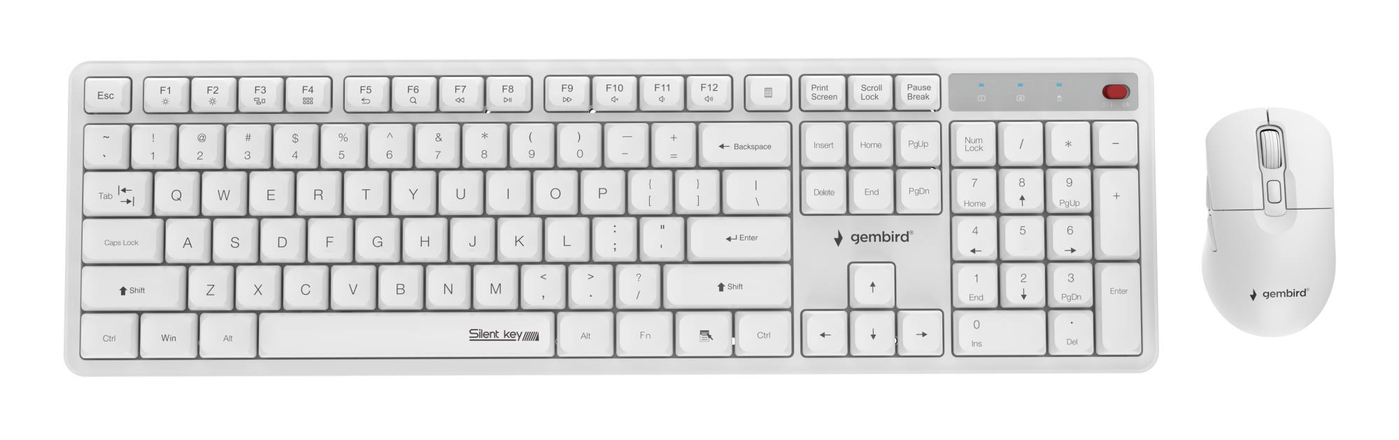 KEYBOARD +MOUSE WRL ENG/WHITE KBS-WMS-01-W GEMBIRD
