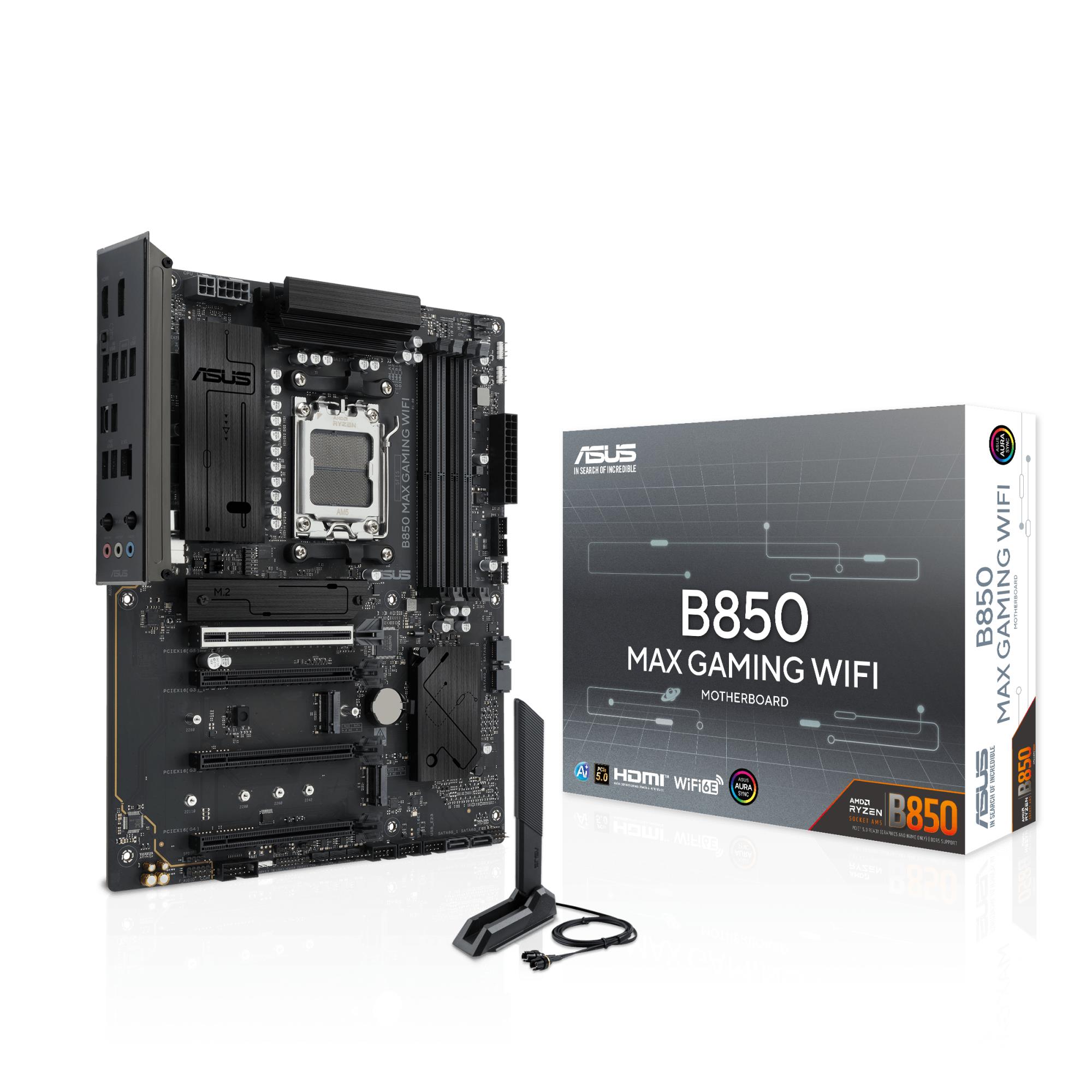 Mainboard ASUS AMD B850 Socket AM5 ATX RAM DDR5-SDRAM 4xSlots Wi-Fi Yes Bluetooth Yes 3xNumber of M.2 (M) slots B850MAXGAMINGWIFI