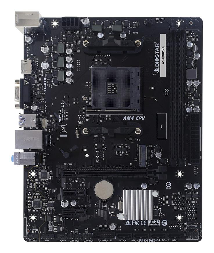 Mainboard BIOSTAR AMD A520 Socket AM4 micro ATX RAM DDR4-SDRAM 2xSlots 1xNumber of M.2 (M) slots A520MHP2.0