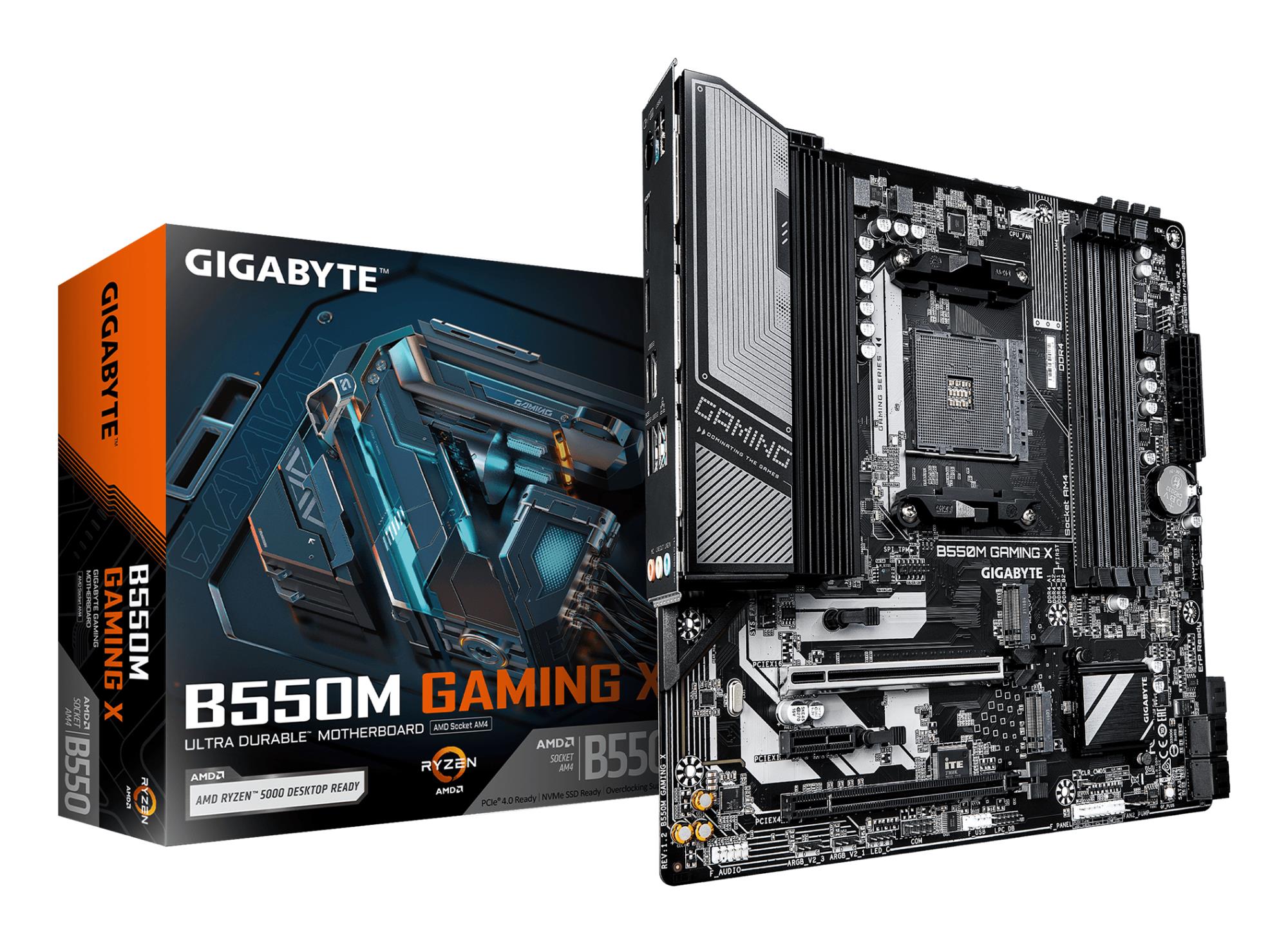 Mainboard GIGABYTE AMD B550 Socket AM4 micro ATX RAM DDR4-SDRAM 4xSlots 2xNumber of M.2 (M) slots B550MGAMINGX1.2