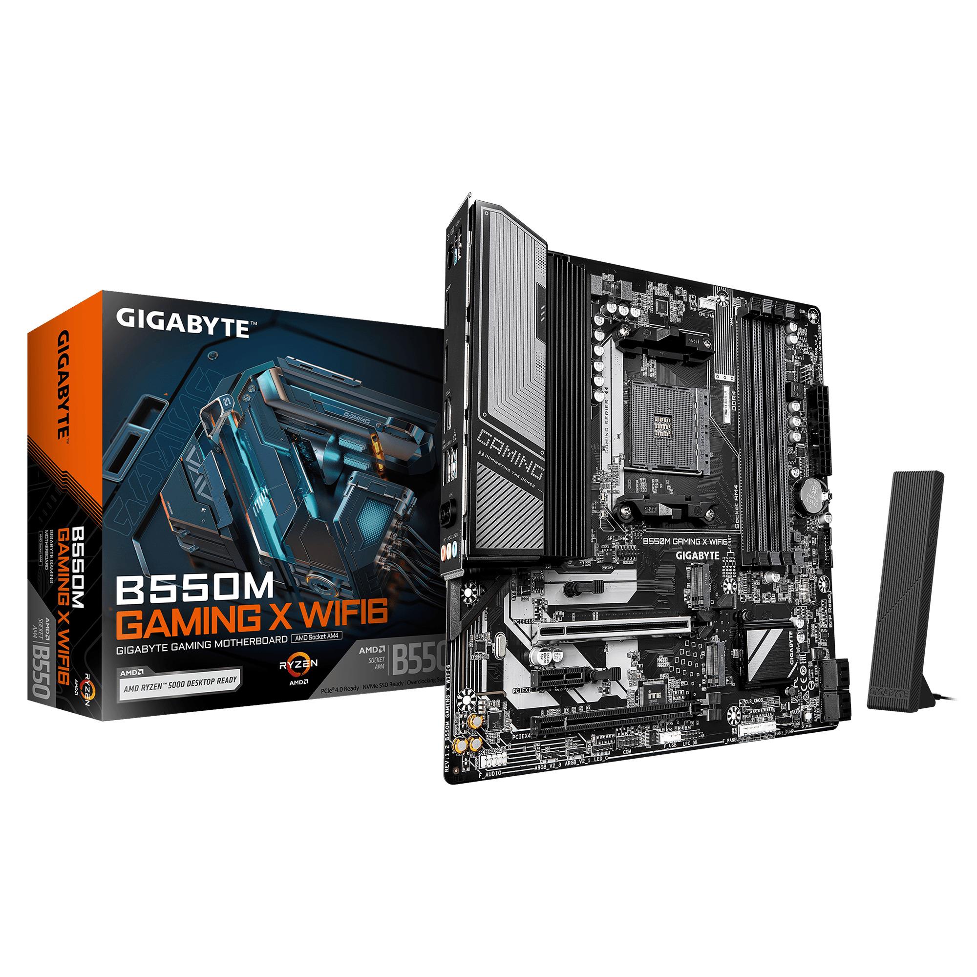 Mainboard GIGABYTE AMD B550 Socket AM4 micro ATX RAM DDR4-SDRAM 4xSlots Wi-Fi Yes Bluetooth Yes 2xNumber of M.2 (M) slots B550MGAMINGXWIFI61.2