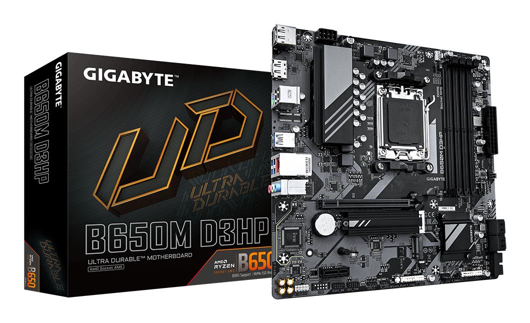 Mainboard GIGABYTE AMD B650 Socket AM5 micro ATX RAM DDR5-SDRAM 4xSlots 2xNumber of M.2 (M) slots B650M D3HP (rev. 1.3) B650MD3HP1.3
