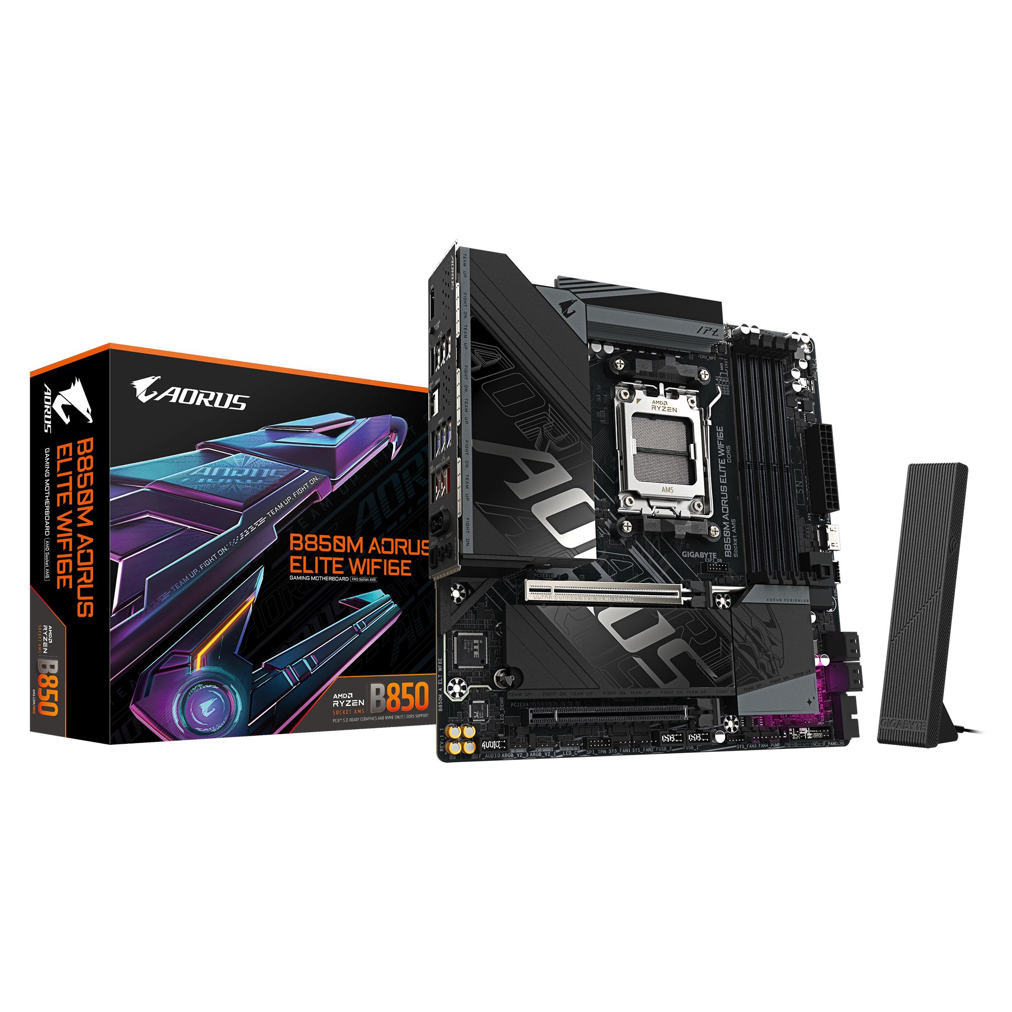 Mainboard GIGABYTE AMD B850 Socket AM5 micro ATX RAM DDR5-SDRAM 4xSlots Wi-Fi Yes Bluetooth Yes 2xNumber of M.2 (M) slots B850M AORUS ELITE WIFI6E (rev. 1.x) B850MAELTWF6E1.1