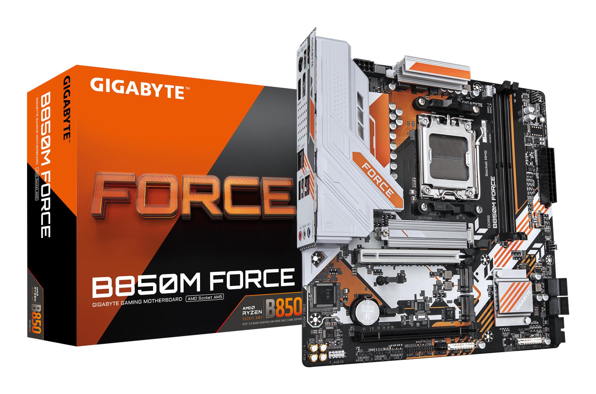 Mainboard GIGABYTE AMD B850 Socket AM5 micro ATX RAM DDR5-SDRAM 2xSlots 3xNumber of M.2 (M) slots B850M FORCE (Rev. 1.2) B850MFORCE1.2