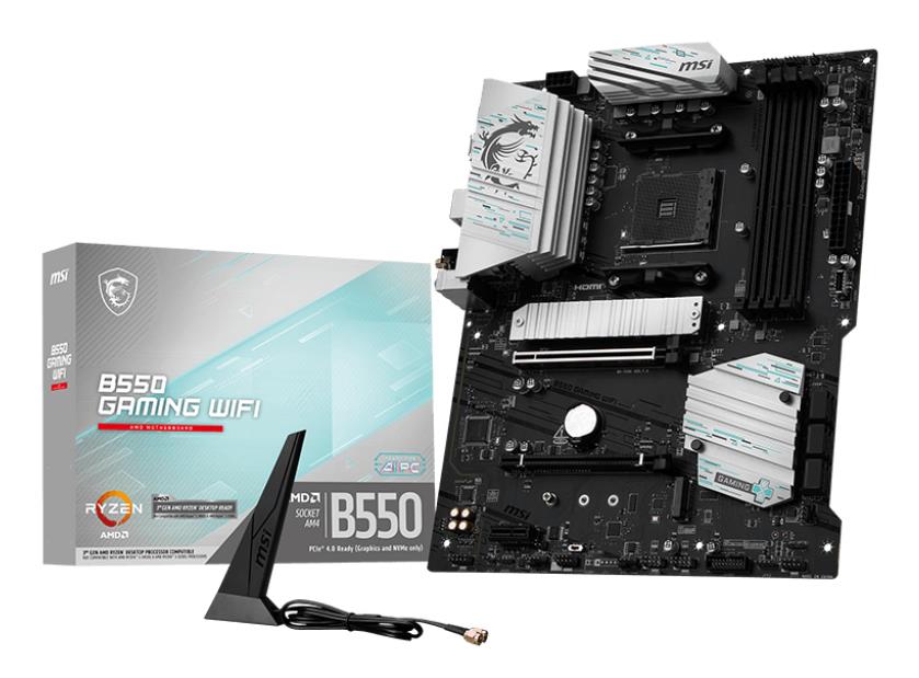 Mainboard MSI AMD B550 Socket AM4 ATX RAM DDR4-SDRAM 4xSlots Wi-Fi Yes Bluetooth Yes 2xNumber of M.2 (M) slots B550GAMINGWIFI