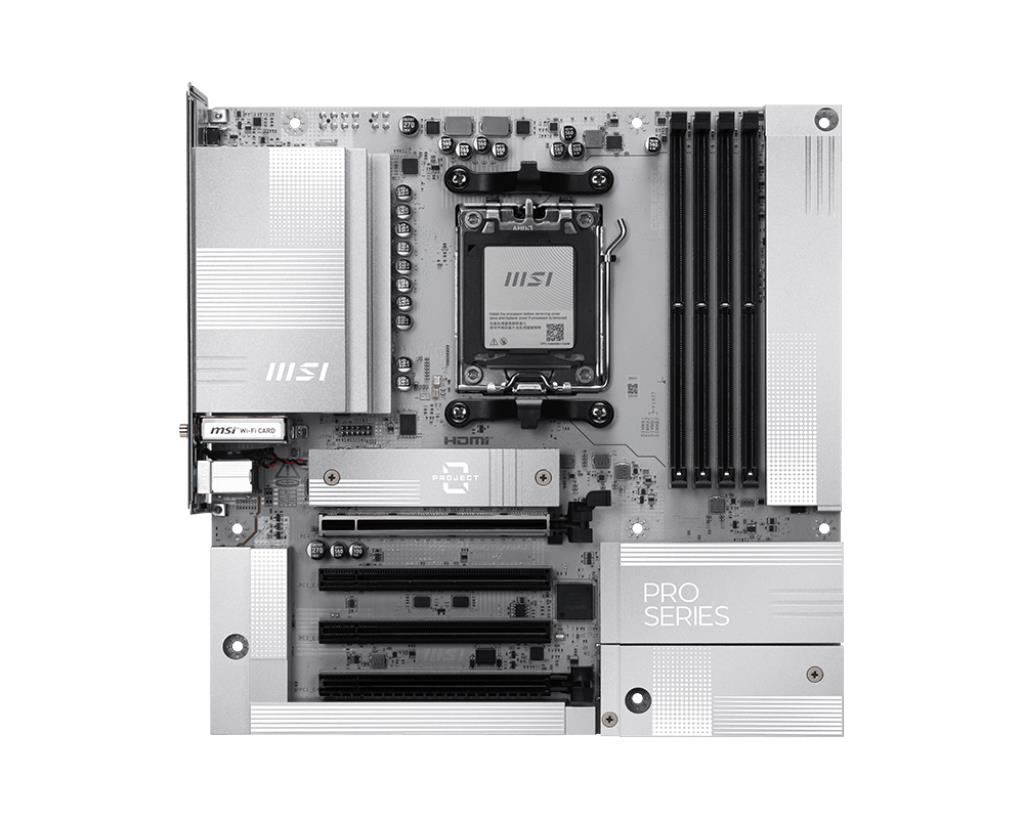 Mainboard MSI AMD B850 Socket AM5 micro ATX RAM DDR5-SDRAM 4xSlots Wi-Fi Yes Bluetooth Yes 1xPCI Express x4 slots 1xPCI Express x16 slots 2xNumber of M.2 (M) slots PROB850M-AWIFIPZ