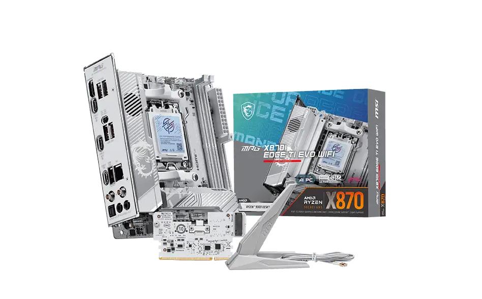 Mainboard MSI AMD X870 Socket AM5 mini ITX RAM DDR5-SDRAM 2xSlots Wi-Fi Yes Bluetooth Yes 1xNumber of M.2 (M) slots MPGX870IEDGETIEVOWIFI