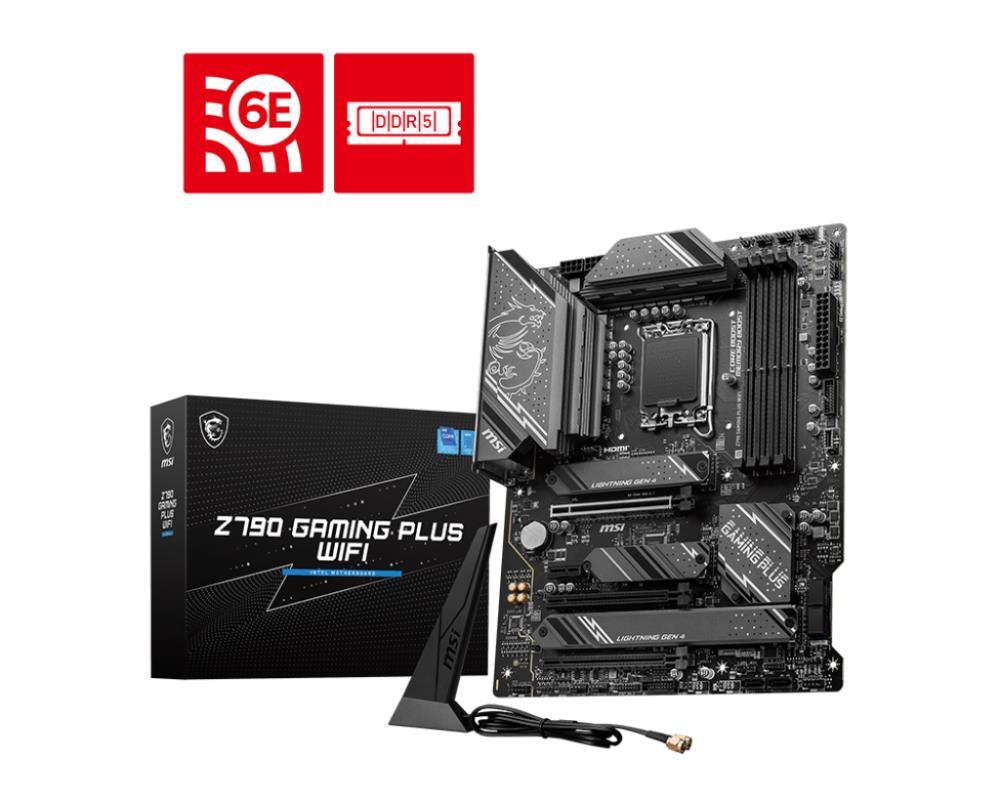 Mainboard MSI Intel Z790 LGA1700 ATX Memory DDR5 Memory slots 4 1xPCI-Express 1x 3xPCI-Express 16x 4xM.2 1xHDMI 1xDisplayPort 4xUSB 2.0 3xUSB 3.2 1xUSB-C 1xPS/2 6xAudio port Z790GAMINGPLUSWIFI