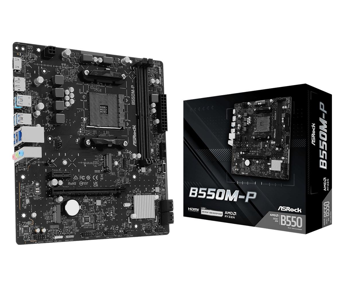 Mainboard ASROCK AMD B550 Socket AM4 micro ATX RAM DDR4-SDRAM 2xSlots 1xNumber of M.2 (M) slots B550M-P