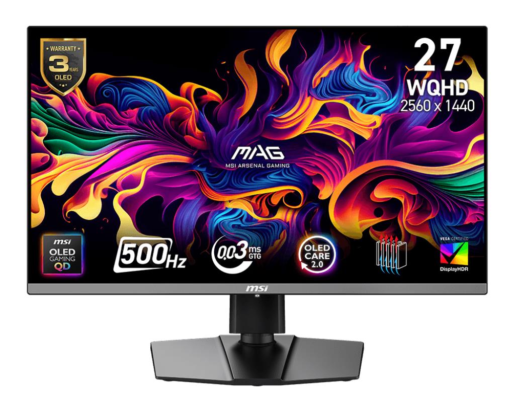 Monitor MSI MAG 272QP QD-OLED X50 26.5" Gaming Panel QD-OLED 2560x1440 16:9 500Hz 0.03 ms Colour Black MAG272QPQD-OLEDX50
