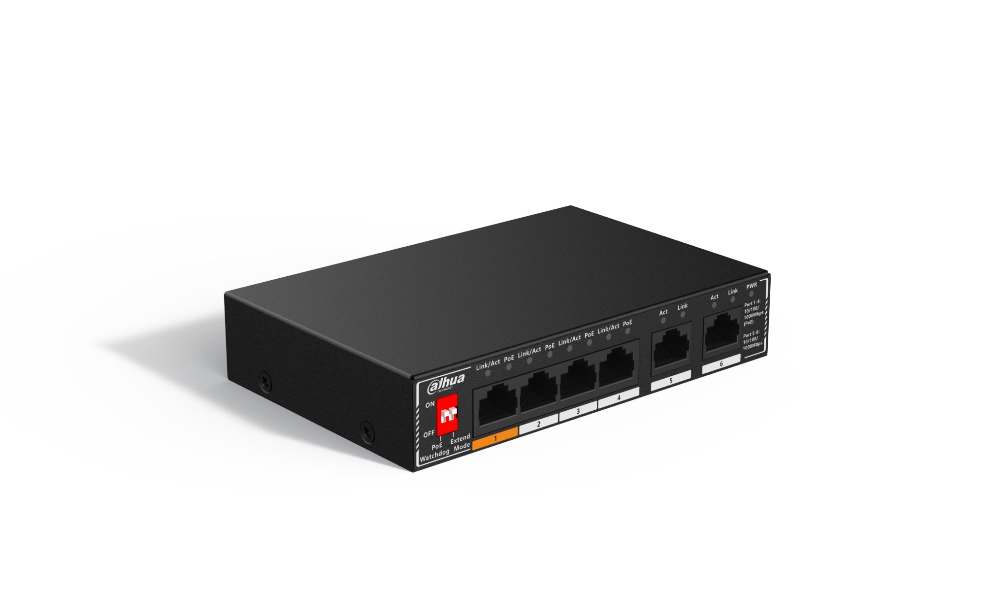 Switch DAHUA SG1006P Switch type Unmanaged 6xRJ-45 ports RJ-45 Ports Type Gigabit Ethernet (10/100/1000) 6xGigabit Ethernet (copper) ports quantity Power over Ethernet (PoE) Yes 4xPower over Ethernet (PoE) ports quantity Total Power over Ethernet (PoE) budget 60 W SG1006P