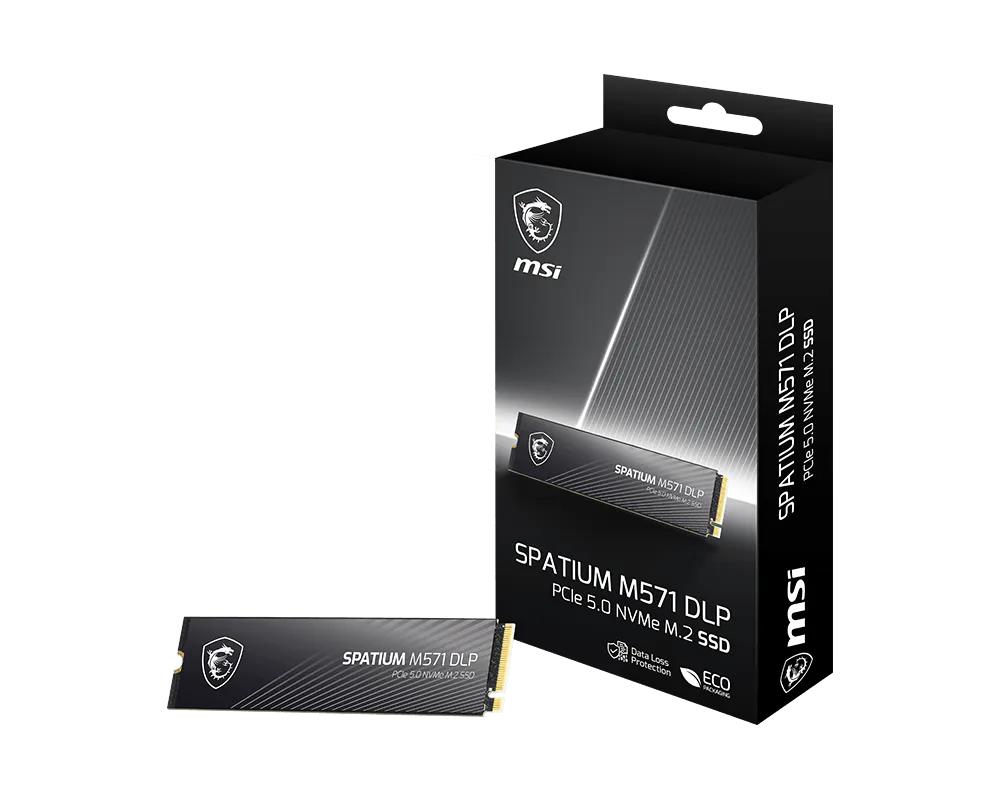SSD MSI 1400xTBW rating MTBF 1500000 h Read speed 14500 MB/s Write speed 11000 MB/s NVMe Yes PCI Express 5.0 M.2 2000 GB SPATIUM M571 DLP PCIe 5.0 NVMe M.2 S78-440Q1K0-P83