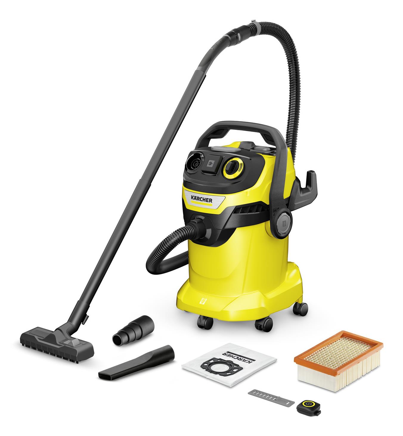 Vacuum Cleaner KARCHER Input power 1200 W Dust capacity 25 L Drum vacuum Cleaning type Dry&wet Dust container Dust bag Colour Black/Yellow 1.628-317.0
