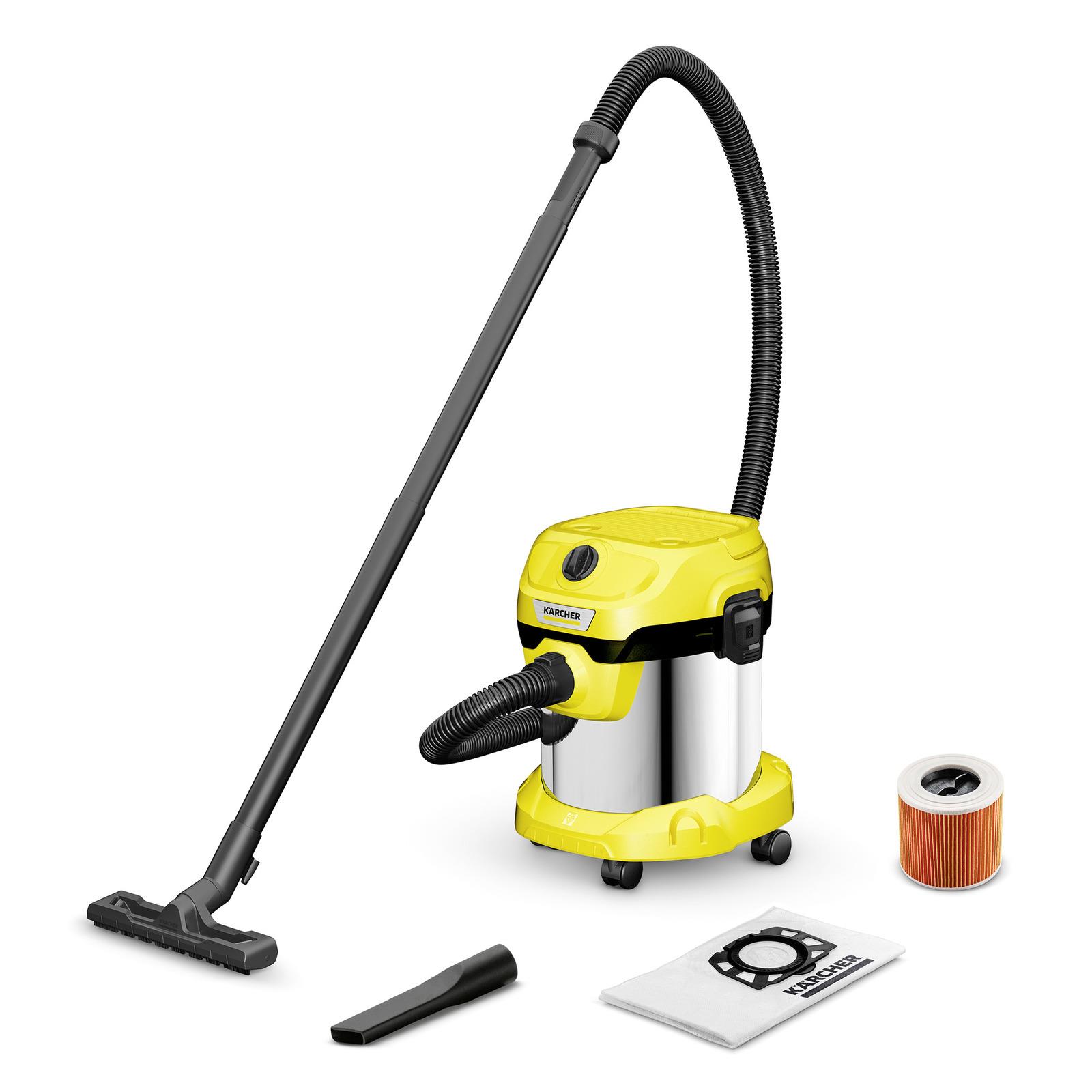 Vacuum Cleaner KARCHER Suction power 220 AW Input power 1000 W Dust capacity 15 L Drum vacuum Cleaning type Dry&wet Dust container Dust bag Colour Black/Yellow 1.628-054.0