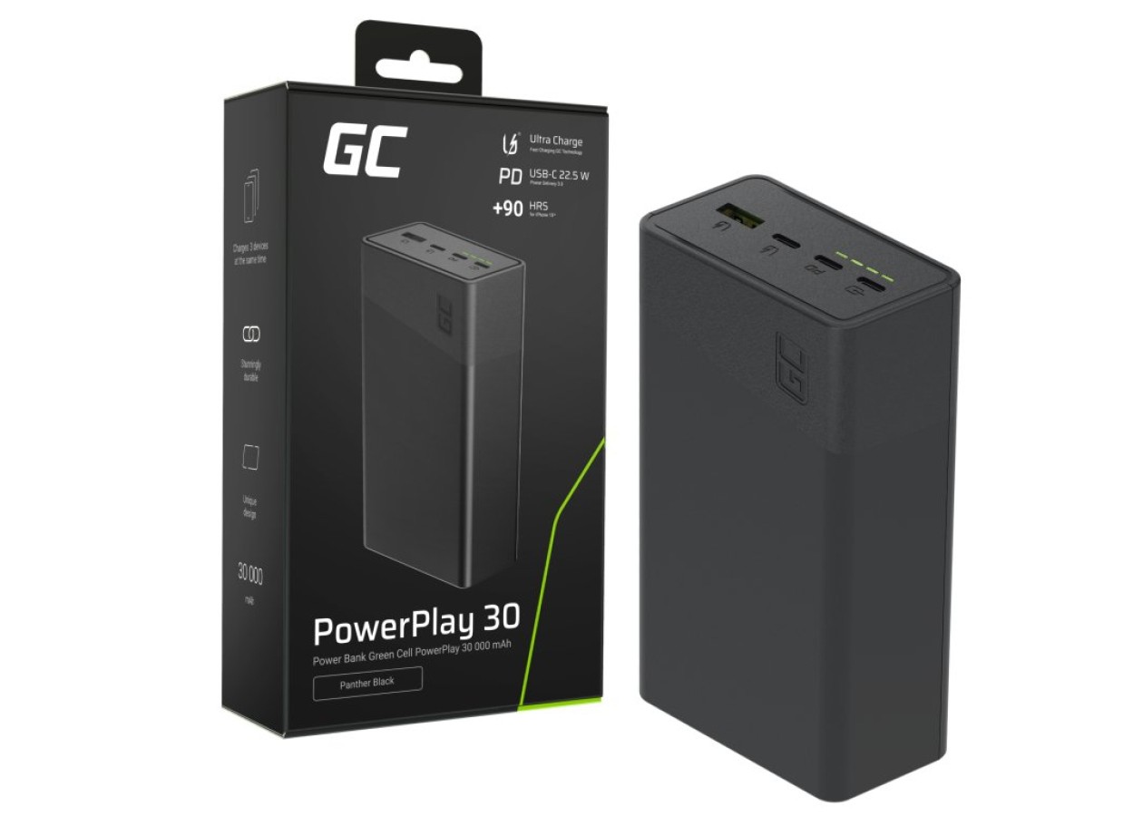 Power Bank Green Cell GC PowerPlay 30 30000mAh ar ātru uzlādi