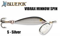 Вращающаяся блесна Blue Fox Minnow Spin Vibrax Silver 5.5 g