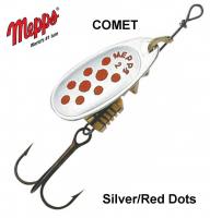 Rotējošais Vizulis Mepps Comet Silver Red Dots 6.5 g