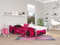 Bērnu gulta Cars 80x160 ar stelāžu Guļamvietas platums: 80 cm, Guļamvietas garums: 160 cm, Platums: 82 cm, Garums: 170 cm, Augstums: 52 cm, Ar resti: 1, Ar barjeru: 1, Virsma: Matēta, Guļamvietu skaits: 1, Izgatavošanas materiāls: laminēta KSP plātne, Krāsa: rozā