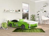 Bērnu gulta Cars 80x160 ar stelāžu Guļamvietas platums: 80 cm, Guļamvietas garums: 160 cm, Platums: 82 cm, Garums: 170 cm, Augstums: 52 cm, Ar resti: 1, Ar barjeru: 1, Virsma: Matēta, Guļamvietu skaits: 1, Izgatavošanas materiāls: laminēta KSP plātne, Krāsa: zaļš