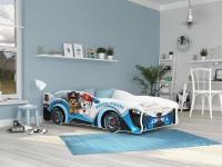 Bērnu gulta Cars 80x160 ar stelāžu Guļamvietas platums: 80 cm, Guļamvietas garums: 160 cm, Platums: 82 cm, Garums: 170 cm, Augstums: 52 cm, Ar resti: 1, Ar barjeru: 1, Virsma: Matēta, Guļamvietu skaits: 1, Izgatavošanas materiāls: laminēta KSP plātne, Krāsa: gaiši zils