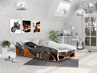 Bērnu gulta Cars 80x160 ar stelāžu Guļamvietas platums: 80 cm, Guļamvietas garums: 160 cm, Platums: 82 cm, Garums: 170 cm, Augstums: 52 cm, Ar resti: 1, Ar barjeru: 1, Virsma: Matēta, Guļamvietu skaits: 1, Izgatavošanas materiāls: laminēta KSP plātne, Krāsa: pelēks