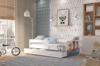 Bērnu gulta Kaja N Paw Patrol 80x160 ar stelāžu Guļamvietas platums: 80 cm, Guļamvietas garums: 160 cm, Platums: 85 cm, Garums: 164 cm, Augstums: 65 cm, Ar resti: 1, Ar barjeru: 1, Ar veļas kasti: 1, Virsma: Matēta, Guļamvietu skaits: 1, Korpusa krāsa: balts, Elementu krāsa: daudzkrāsains, Izgatavošanas materiāls: KSP