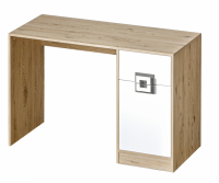 Bērnu rakstāmgalds Nico 10 Garums: 120 cm, Korpusa krāsa: ozols + balts, Augstums: 78 cm, Platums: 50 cm, Materiāls: ksp + finieris, Forma: taisnstūra, Ar plauktiem: 1, Elementu krāsa: pelēks, Ar atvilktnēm: 1