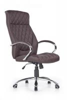 Datorkrēsls Hilton Sēdvietas platums: 53 cm, Platums: 60 cm, Materiāls: metāls + plastmasa, Dziļums: 72 cm, Sēdekļa dziļums: 50 cm, Augstums: 118 cm, Maksimālais augstums: 126 cm, Sēdvietas augstums: 48 cm, Sēdvietas maksimālais augstums: 56 cm, Ar roku balstiem: 1, Uz riteņiem: 1, Apdares materiāls: eko āda, Šūpošanas mehānisms: 1, Krāsa: šokolādes