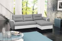 Dīvāns Tomek Standard Dziļums: 164 cm, Guļamvietas platums: 127 cm, Platums: 250 cm, Izvēlieties stūra novietojumu: Pa kreisi, Augstums: 80 cm, Guļamvietas garums: 202 cm, Pildījums: Falista + augstas kvalitātes putas (porolons), Apdare: audums + eko āda, Dīvāna tips: stūra dīvāni, Ar veļas kasti: 1, izvelkamie: 1, Auduma numurs: Inari 91 + Soft 17, Krāsa: gaiši pelēks + balts
