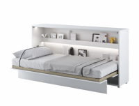 Gulta Basic Concept Horizontal LED ar stelāžu Guļamvietas platums: 90 cm, Guļamvietas garums: 200 cm, stelāžas tips: koka, Dziļums: 46 cm, Platums: 118 cm, Garums: 211 cm, Augstums: 107 cm, Matrača nepieciešamais augstums: 18 cm, Ar resti: 1, Ar LED: 1, Izgatavošanas materiāls: LKSP, Ar pacelšanas mehānismu: 1, Krāsa: balts