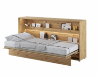 Gulta Basic Concept Horizontal LED ar stelāžu Guļamvietas platums: 90 cm, Guļamvietas garums: 200 cm, stelāžas tips: koka, Dziļums: 46 cm, Platums: 118 cm, Garums: 211 cm, Augstums: 107 cm, Matrača nepieciešamais augstums: 18 cm, Ar resti: 1, Ar LED: 1, Izgatavošanas materiāls: LKSP, Ar pacelšanas mehānismu: 1, Krāsa: ozols artisan