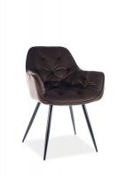 Krēsls Cherry Velvet Augstums: 87 cm, Platums: 57 cm, Dziļums: 43 cm, Sēdvietas augstums: 48 cm, Materiāls: metāls, Apdare: audums, Auduma numurs: Bluvel 48, Krāsa: brūns