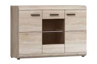 Kumode Link E ar LED Platums: 120 cm, Dziļums: 42 cm, Augstums: 86.5 cm, Ar durtiņām: 1, Ar LED: 1, Izgatavošanas materiāls: laminēta MDF plātne + nažfinieris, Durtiņu skaits: 3, Krāsa: ozols sonoma