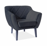Mīksts krēsls Karo 1 Velvet Sēdvietas dziļums: 54 cm, Platums: 78 cm, Dziļums: 75 cm, Augstums: 76 cm, Sēdvietas augstums: 42 cm, Apdares materiāli: audums, Pildījums: putas (porolons), Kājiņu krāsa: Wenge, Ar roku balstiem: 1, Auduma numurs: Bluvel 19, Krāsa: melns
