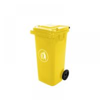 Sadzīves atkritumu konteineris Container 120L Augstums: 94.6 cm, Platums: 56 cm, Dziļums: 46.5 cm, Izgatavošanas materiāls: HDPE, Ietilpība: 120 l, Svars: 7.2 kg, Krāsa: dzeltens