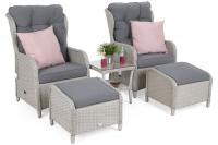 Terases mēbeles Sofia Garden Korpusa krāsa: balts, Elementu krāsa: gaiši pelēks, Platums: 67 cm, Dziļums: 67 cm, Augstums: 105 cm, Materiāls: alumīnijs + tehnorotangs