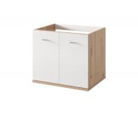 Vannas istabas skapītis Sting 36 Basic Virsma: matēta + spīdīga, Platums: 60 cm, Augstums: 52 cm, Dziļums: 46 cm, Korpusa krāsa: ozols artisan, Materiāls: MDF + LKSP, Elementu krāsa: balts, Sienas: 1