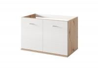 Vannas istabas skapītis Sting 38 Basic Virsma: matēta + spīdīga, Platums: 80 cm, Augstums: 52 cm, Dziļums: 46 cm, Korpusa krāsa: ozols artisan, Materiāls: MDF + LKSP, Elementu krāsa: balts, Sienas: 1