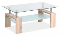 Žurnālgalds Lisa basic Korpusa krāsa: caurspīdīgs, Garums: 100 cm, Platums: 60 cm, Elementu krāsa: sonoma, Dziļums: 60 cm, Augstums: 45 cm, Virsma: stikla, Forma: taisnstūra, Materiāls: MDF + rūdīts stikls + metāls