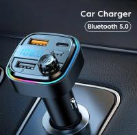 Automašīnas transmiteris - modulators, MP3 mūzikas atskaņotājs, bluetooth savienojums, 3.1A ātrās uzlādes ports, TF, USB, Type - C uzlādes ports, handsfree brīvroku zvana atbalsts