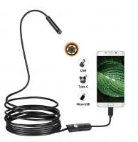 Endoskops - mini kamera, digitālā zonde tālrunim, USB/MICRO USB, ūdensizturīga, 1m