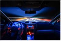 LED lentes 4 x gab, auto salona stilizācijai, bluetooth savienojums ar tālruni, app kontrole, RGB dekoratīvais apgaismojums, USB, 48 LED diodes