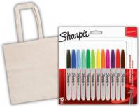 Sharpie Fine 12 gabaliņu komplekts ar kokvilnas maisiņu