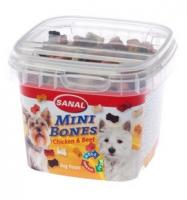 SANAL Mini Bones (1cm), 100g - mīkstie gardumi ar vistu un liellopu