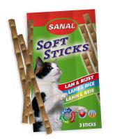 Sanal Soft Sticks Lamb&Rice, 3*5gr - mīksti gaļas kociņi ar jēru un rīsiem